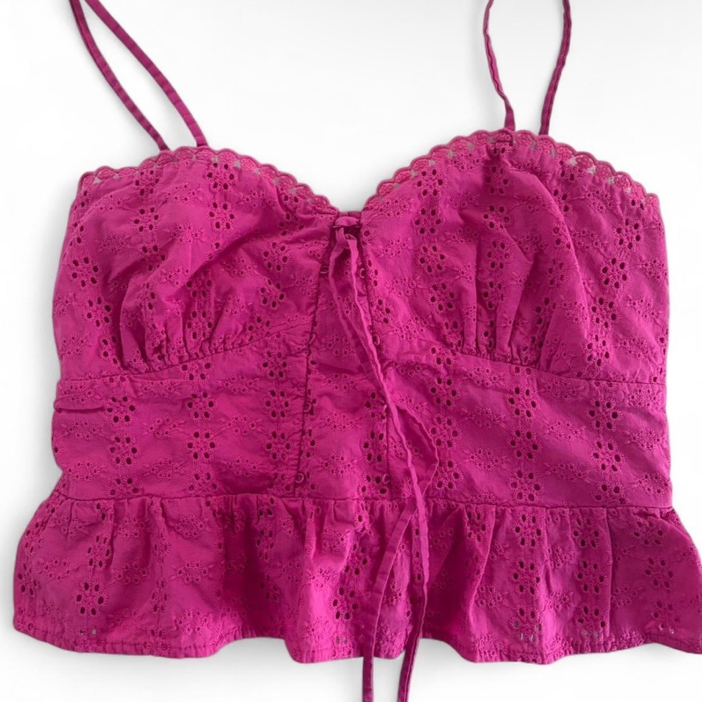 Women's Pink Eyelet Lace Top